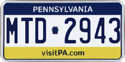 PA license plate MTD2943