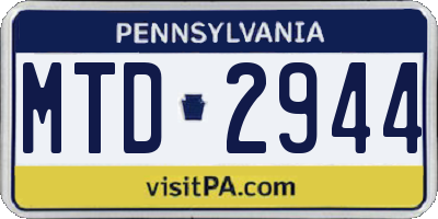 PA license plate MTD2944
