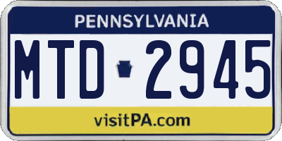 PA license plate MTD2945