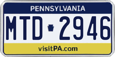 PA license plate MTD2946
