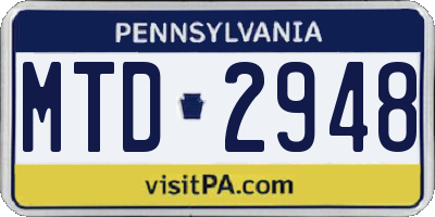 PA license plate MTD2948