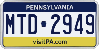 PA license plate MTD2949