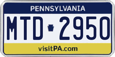 PA license plate MTD2950