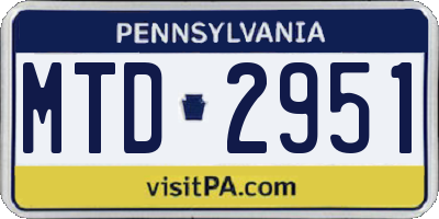 PA license plate MTD2951