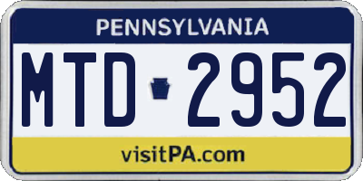 PA license plate MTD2952