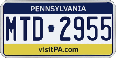 PA license plate MTD2955