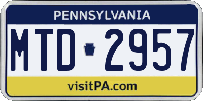 PA license plate MTD2957