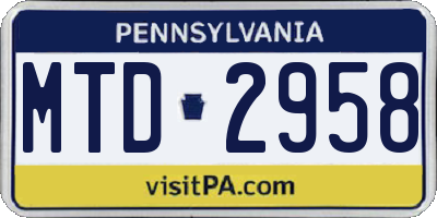 PA license plate MTD2958