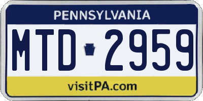 PA license plate MTD2959