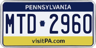 PA license plate MTD2960