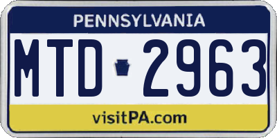 PA license plate MTD2963