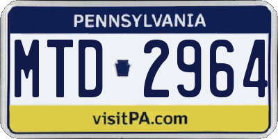 PA license plate MTD2964