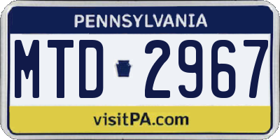 PA license plate MTD2967