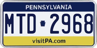 PA license plate MTD2968