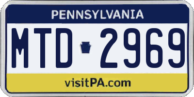 PA license plate MTD2969