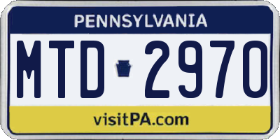 PA license plate MTD2970