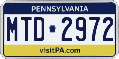 PA license plate MTD2972