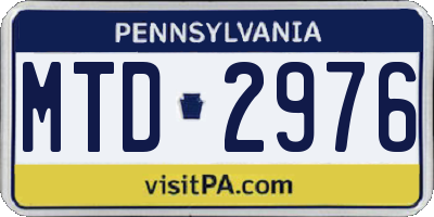 PA license plate MTD2976