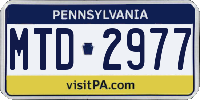 PA license plate MTD2977