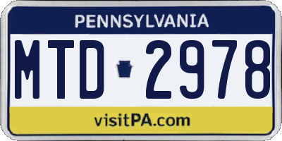 PA license plate MTD2978