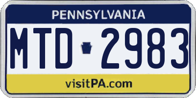 PA license plate MTD2983