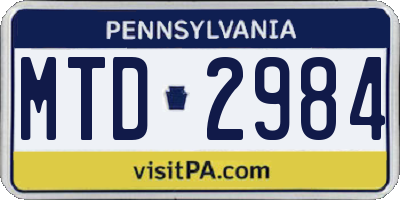 PA license plate MTD2984