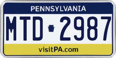 PA license plate MTD2987