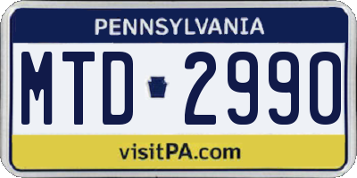 PA license plate MTD2990