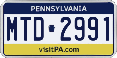 PA license plate MTD2991