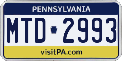 PA license plate MTD2993