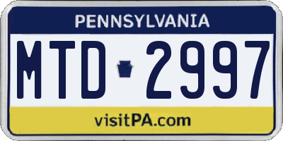 PA license plate MTD2997