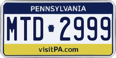 PA license plate MTD2999