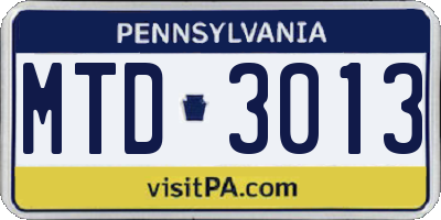 PA license plate MTD3013