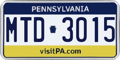 PA license plate MTD3015