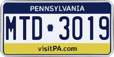 PA license plate MTD3019