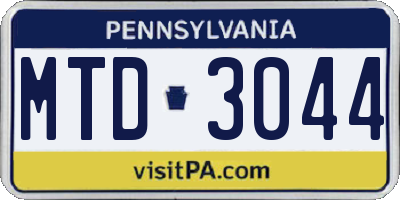 PA license plate MTD3044