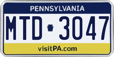 PA license plate MTD3047