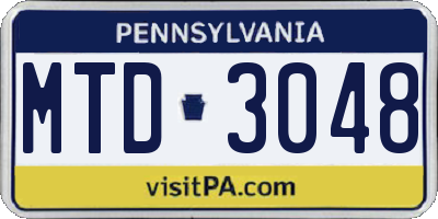 PA license plate MTD3048