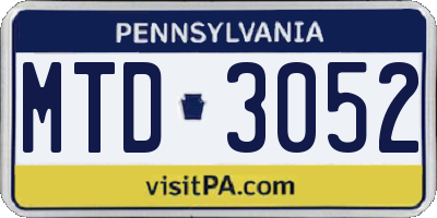 PA license plate MTD3052