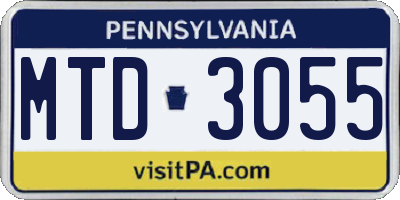 PA license plate MTD3055