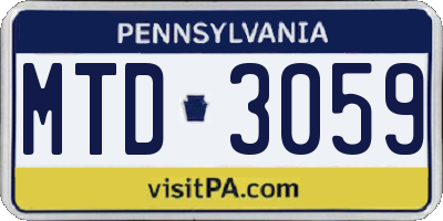 PA license plate MTD3059