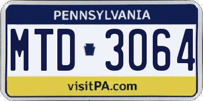 PA license plate MTD3064