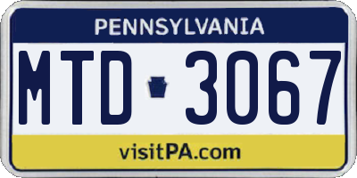 PA license plate MTD3067
