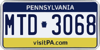 PA license plate MTD3068