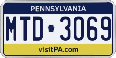 PA license plate MTD3069