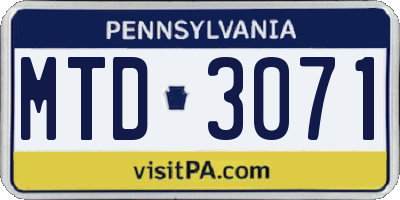 PA license plate MTD3071