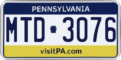PA license plate MTD3076