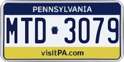PA license plate MTD3079