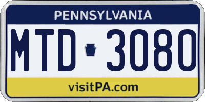 PA license plate MTD3080