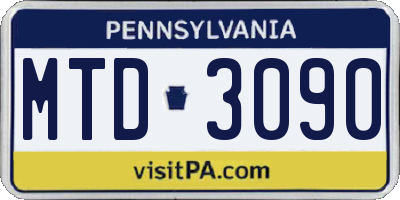 PA license plate MTD3090